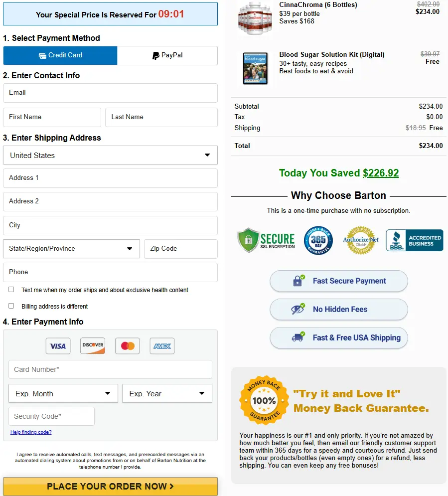 CinnaChroma Secure Order Process